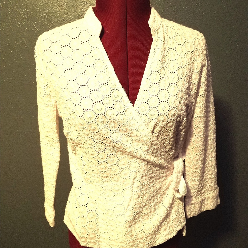 White lace wrap around blouse
